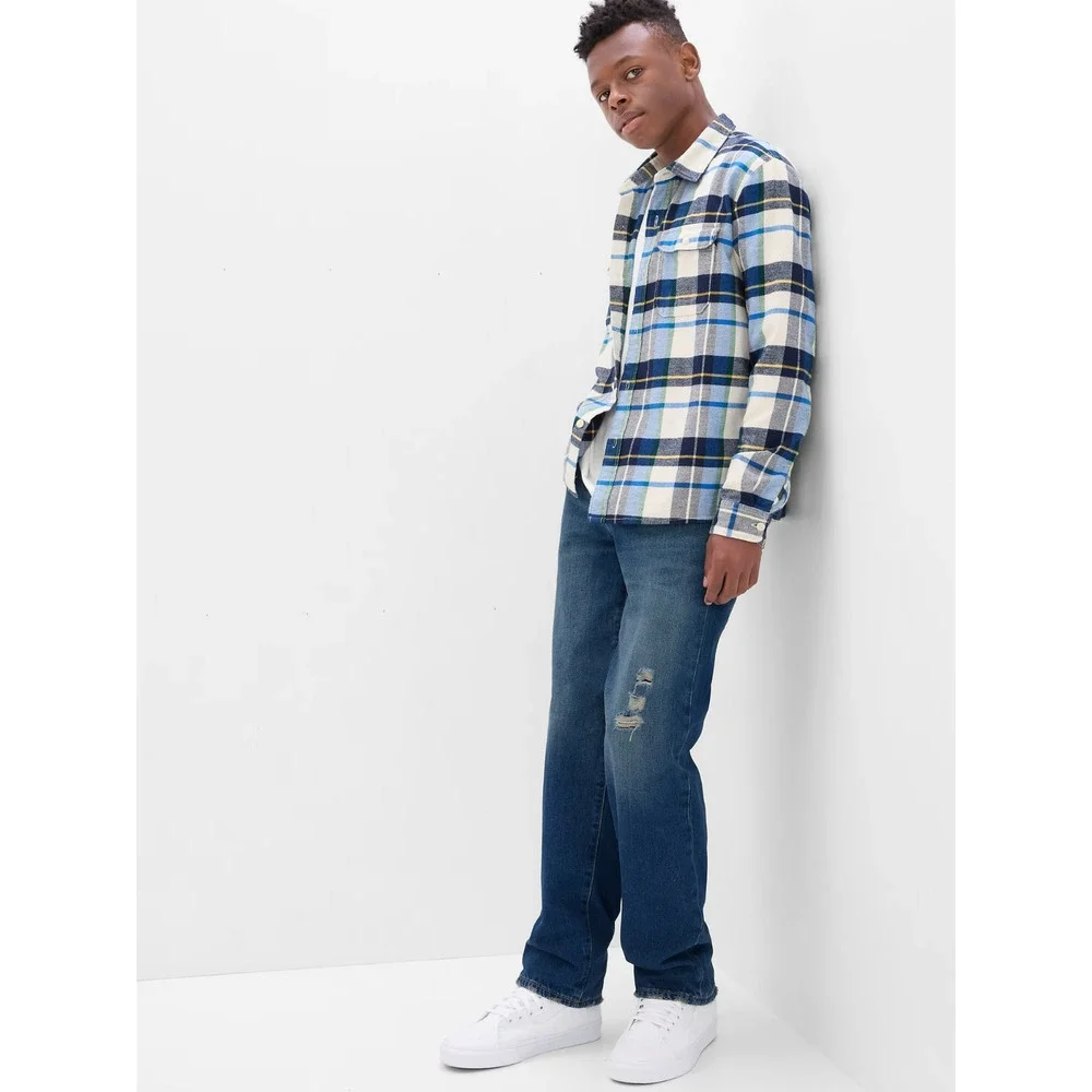 NWT Gap Teen Boys Size 12 Original Fit Jeans Blue‎ Straight Leg Distressed